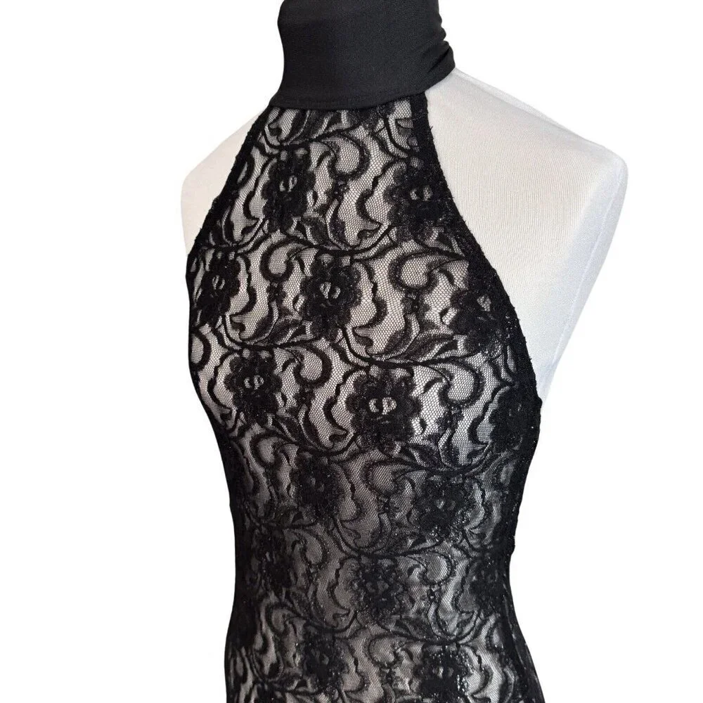 JUST FOR‎ KIX Girls Dance Costume Tunic Top Black Lace Sizes 12 & 14 Backless